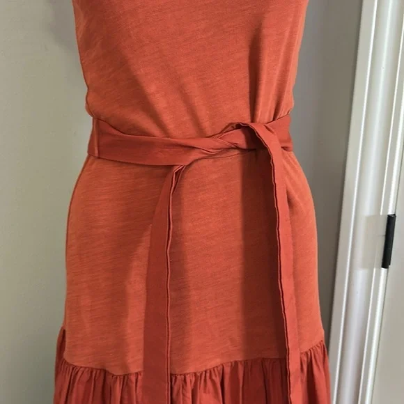 Nation Everleigh Frilly Dress Cayenne Red Orange poplin flutter sleeve Sz XS - Picture 7 of 14